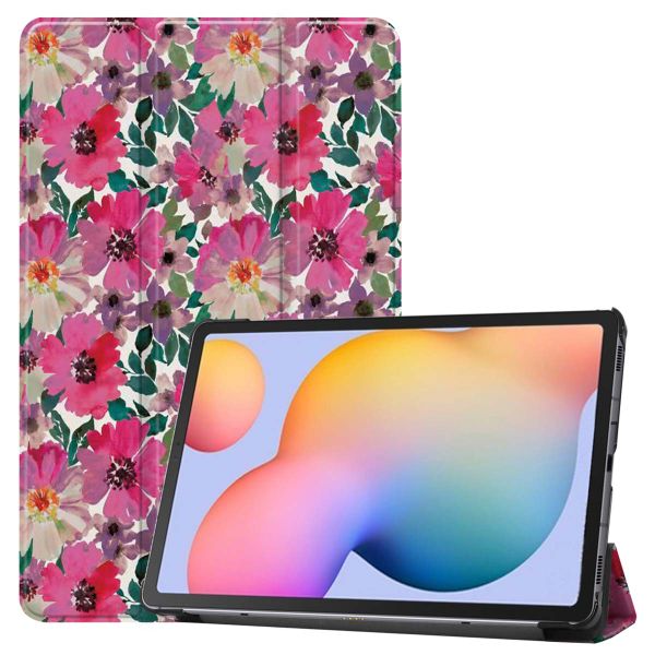 imoshion Design Trifold Klapphülle für das Samsung Galaxy Tab S6 Lite (2020/2022/2024) - Floral Water Color