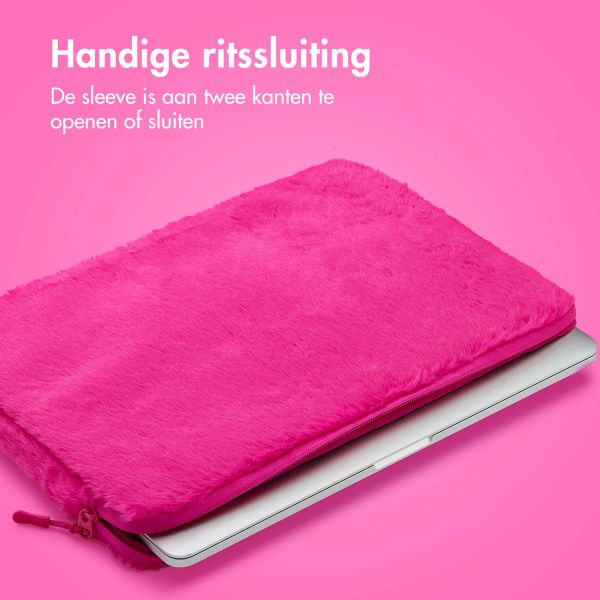 imoshion Fluffy Laptop Hülle 15-16 Zoll - Laptop Sleeve - Hot Pink