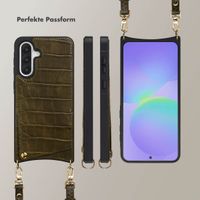Selencia Nova Croco HandyHülle mit Kordel und Kartenhalter Samsung Galaxy A36 - Dark Olive