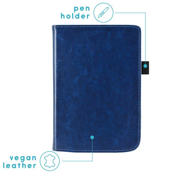 imoshion Vegan Leather Klapphülle für das Pocketbook Touch Lux 5 / HD 3 / Basic Lux 4 / Vivlio Lux 5 - Dunkelblau