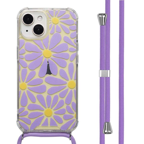 imoshion Design Hülle mit Band Apple iPhone 15 - Tropical Violet Flowers Connect