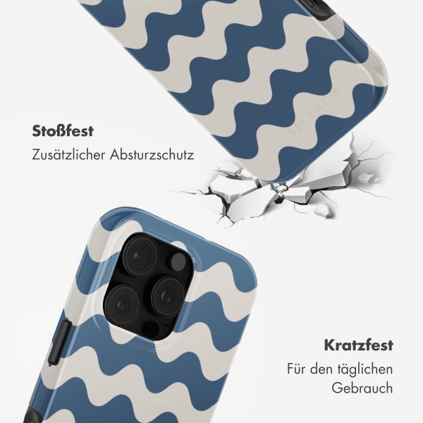 Selencia Vivid Tough Back Cover mit MagSafe für das iPhone 16 Pro - Wave Vibes Classic Blue