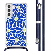 imoshion Design Hülle mit Band Samsung Galaxy S22 Plus - Cobalt Blue Flowers Connect