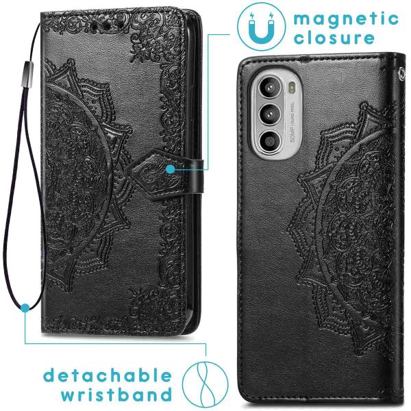 imoshion Mandala Klapphülle für das Motorola Moto G52 / G82 - Schwarz