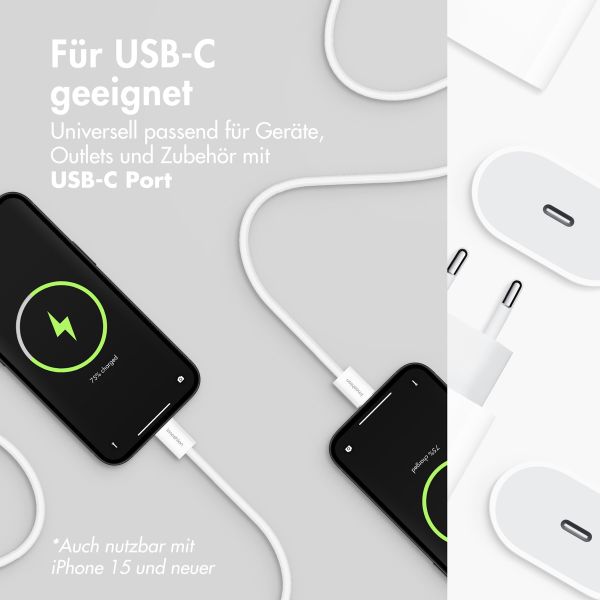 imoshion USB-C-zu-USB-C-Kabel – Geflochten – 2 Meter – Weiß