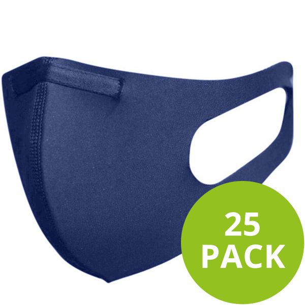 Blackspade 25 pack - Waschbarer Unisex-Mundschutz für Erwachsene – Wiederverwendbare Stretch-Baumwolle - Blau