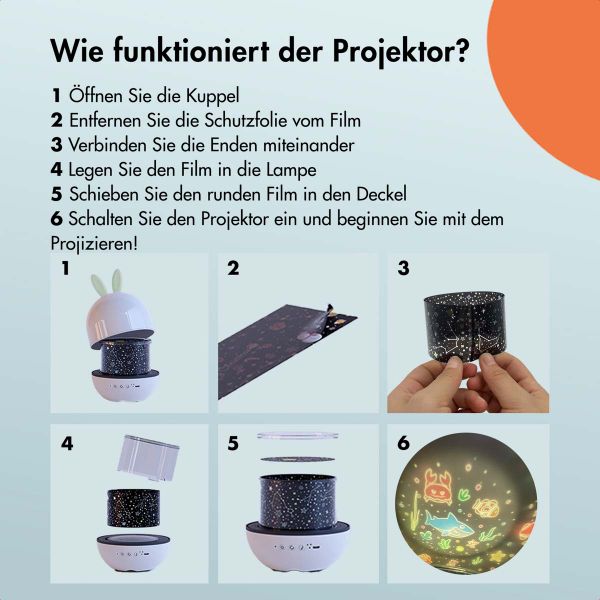 imoshion Dreamlight Nachtlicht-Projektor mit Lautsprecher - 10 Projektionsrollen - Weiß