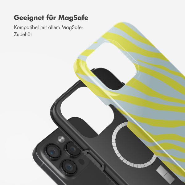 Selencia Vivid Tough Back Cover MagSafe für das iPhone 15 Pro - Zebra Winter Sky Titanium Yellow