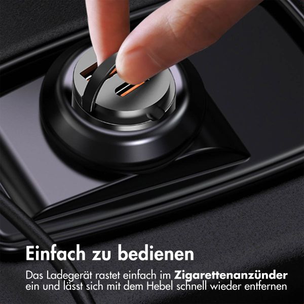 Accezz Autoladegerät | Schnellladegerät mit 2 Ports - USB-A 30 Watt + USB-C 65 Watt - Schwarz