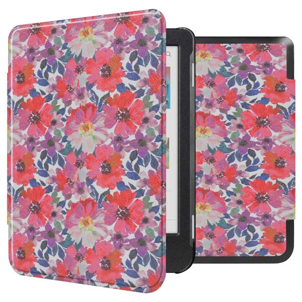 imoshion Design Slim Hard Case Klapphülle Kobo Clara Colour / BW - Flower Watercolor