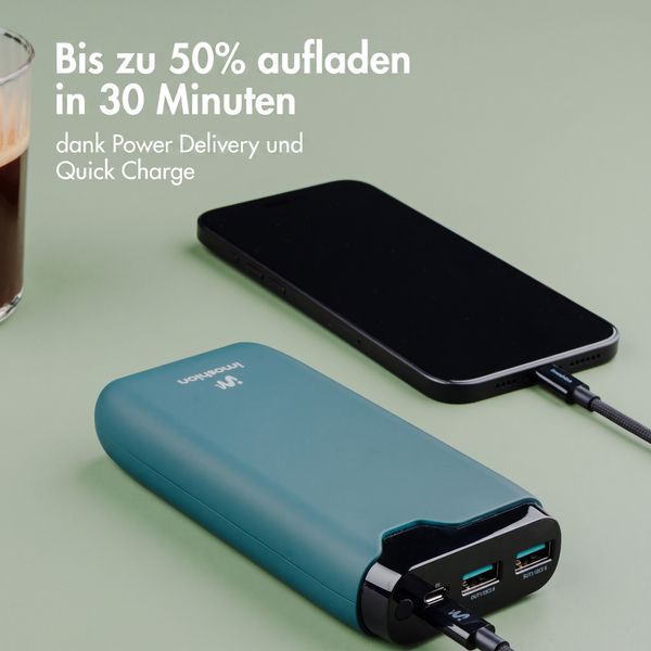 imoshion Powerbank 20.000 mAh - 22,5W Schnellladegerät - USB-C / USB-A - Petrol Green