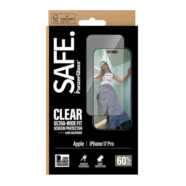 SAFE by PanzerGlass Ultra-Wide Fit Displayschutz mit EasyAligner Apple iPhone 17 Pro
