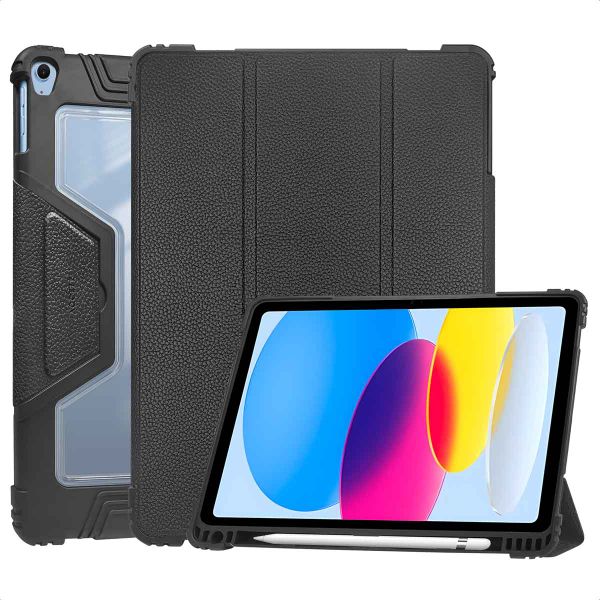 Accezz Rugged Trifold Klapphülle Apple iPad 11 (2025) 11 Zoll A16 / iPad 10 (2022) 10.9 Zoll - Schwarz