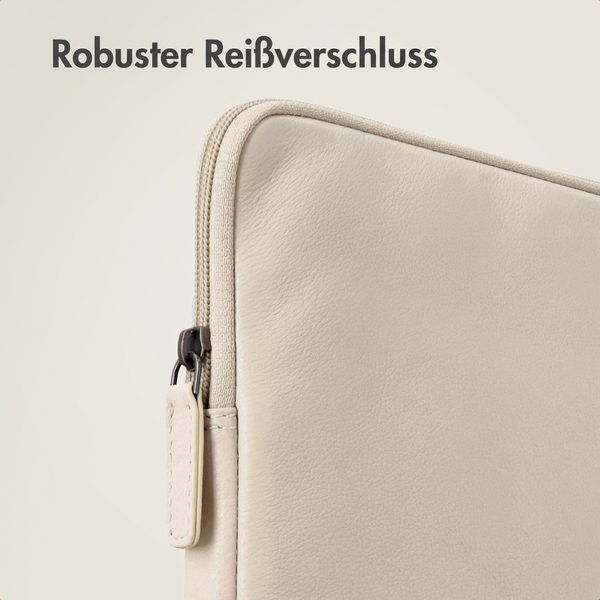 Accezz Leather Laptop Hülle mit Reißverschluss 15-16 Zoll - Laptop Sleeve - Beige