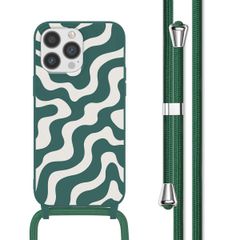 imoshion Silikonhülle design mit Band für das iPhone 13 Pro - Petrol Green Groovy