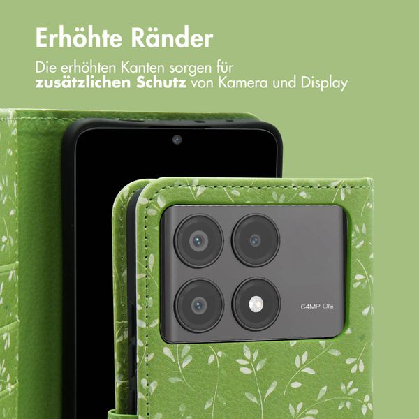 imoshion Design Klapphülle Xiaomi Poco X6 Pro - Green Flowers