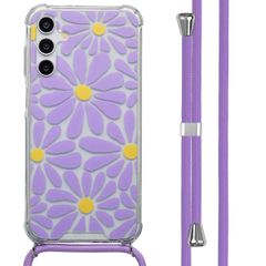 imoshion Design Hülle mit Band Samsung Galaxy A15 (5G) - Tropical Violet Flowers Connect