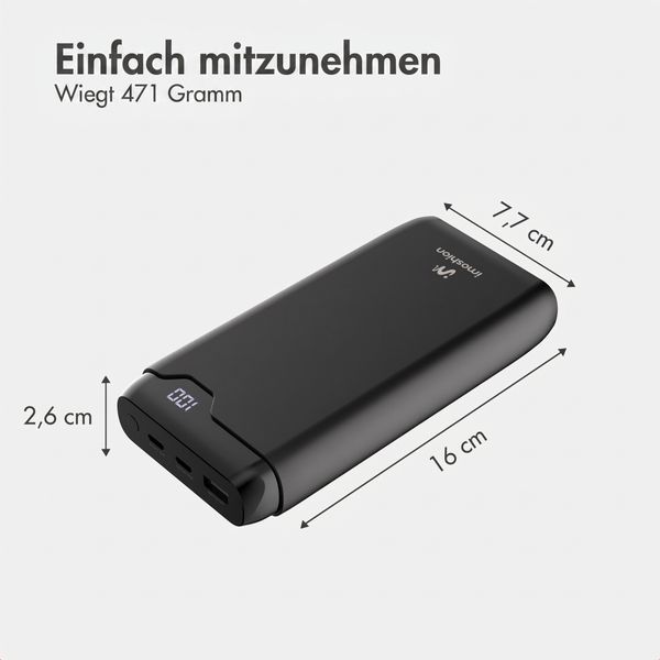 imoshion Powerbank - 27.000 mAh - Schnelles Aufladen und Power Delivery - 30W - Schwarz