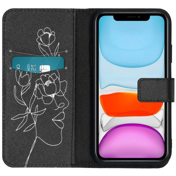 imoshion Design TPU Klapphülle für iPhone 11 - Woman Flower Black