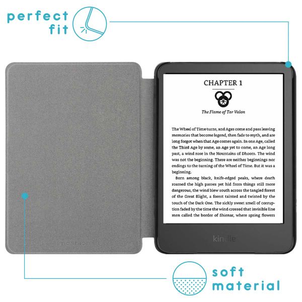 imoshion Design Slim Hard Case Klapphülle Amazon Kindle (2024) / Amazon Kindle (2022) 11th gen - White Graphic