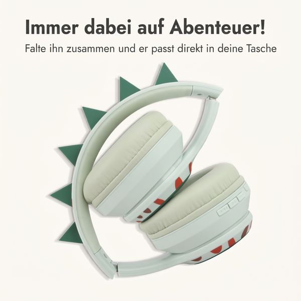 imoshion Kabellose Kinderkopfhörer Dino LED Light - Dezibelbegrenzer - Mit AUX-Kabel - Brown / Orange