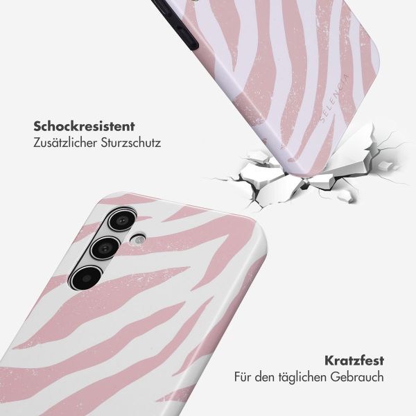 Selencia Vivid Tough Back Cover für das Samsung Galaxy A55 - Colorful Zebra Old Pink