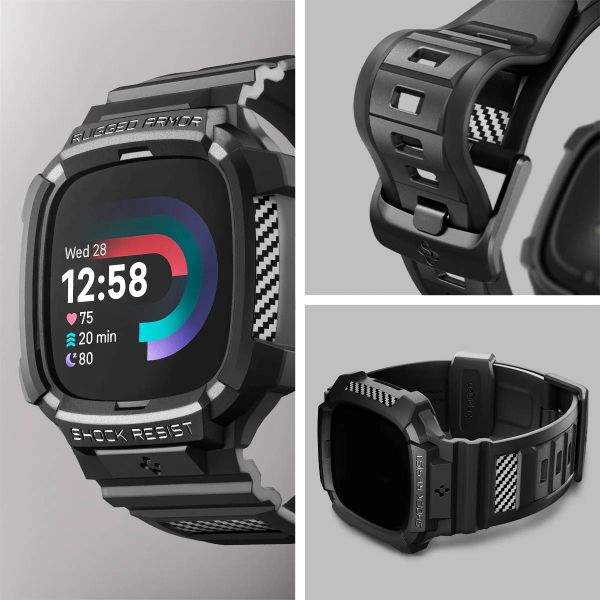 Spigen Rugged Armor™ Pro Case für die Fitbit Versa 4 / Sense 2 - Schwarz