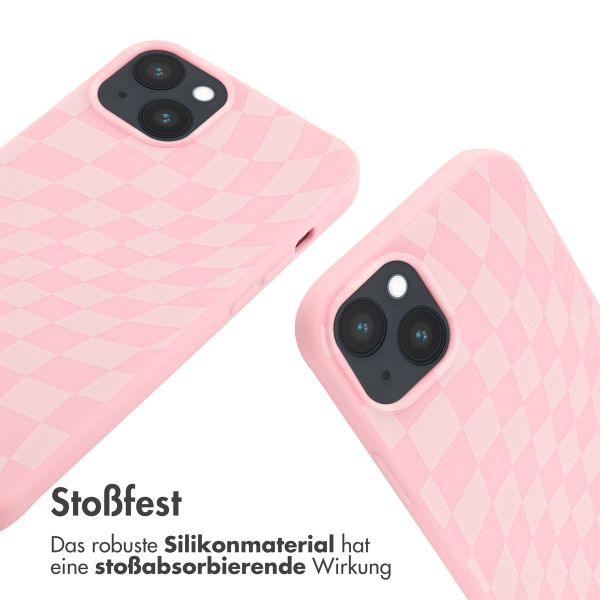 imoshion Silikonhülle design mit Band für das iPhone 14 Plus - Retro Pink