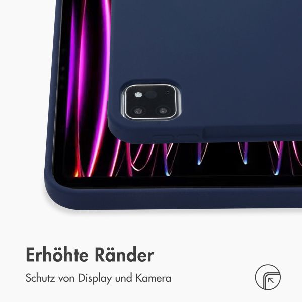 Accezz Liquid Silicone Back Cover mit Stifthalter für das iPad Pro 11 (2018/2020/2021/2022) - Dunkelblau