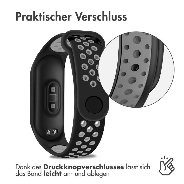 imoshion Silikonband Sport für das Xiaomi Mi Band 3 / 4 - Schwarz / Grau