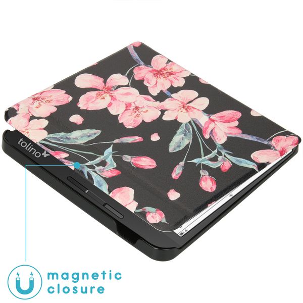 imoshion Design Slim Hard Case Sleepcover mit Stand Tolino Vision 5 - Blossom Watercolor Black