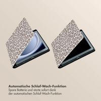 Selencia Sabi Klapphülle mit Leopardenmuster Samsung Galaxy Tab A9 Plus - Soft Ivory