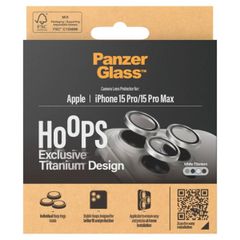 PanzerGlass Kameraprotektor Hoop Optic Rings für das iPhone 15 Pro / 15 Pro Max - White Titanium