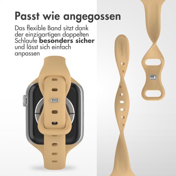 imoshion Slim Silikonarmband für die Apple Watch Series 1-10 / SE / Ultra (2) (44/45/46/49 mm) - Nussbaum