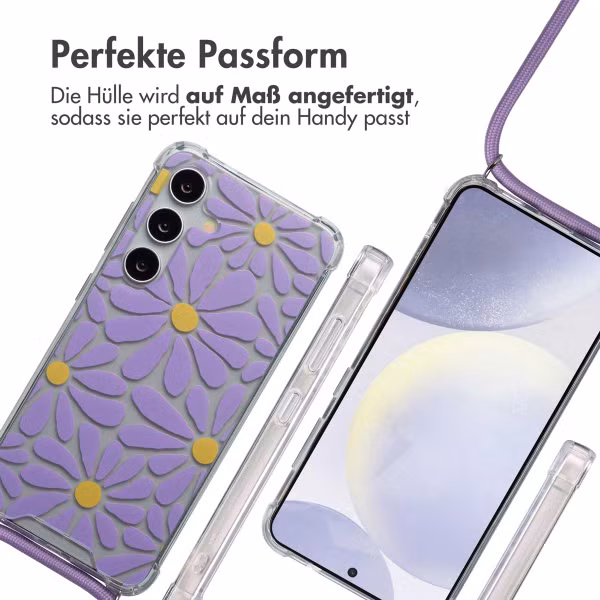 imoshion Design Hülle mit Band Samsung Galaxy S24 - Tropical Violet Flowers Connect
