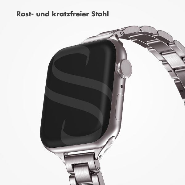 Selencia Slim Stahlgliederarmband für das  Apple Watch Series 1 t/m 9 / SE (38/40/41 mm) | Series 10 / 11 (42 mm) - Silber