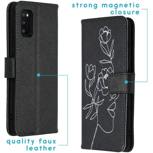 imoshion Design TPU Klapphülle Galaxy A41 - Woman Flower Black