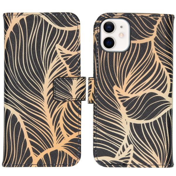 imoshion Design TPU Klapphülle iPhone 12 Mini - Golden Leaves