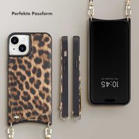 Selencia Nova Back Cover mit Kordel und Kartenhalter für das iPhone 15 - Leopard