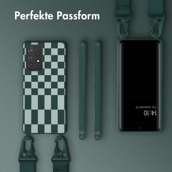 Selencia SilikonHülle design mit abnehmbarem Band Samsung Galaxy A53 - Irregular Check Green
