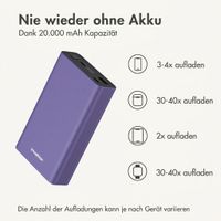 imoshion Ultra Series Aluminium Powerbank 20.000 mAh - Schnellladen bis 33W - Tropical Violet