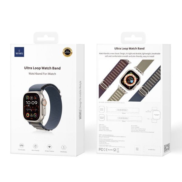 WiWu Alpine-Nylonarmband für die Apple Watch Series 1 bis 10 / SE / Ultra (2) (44/45/46/49 mm) - Blau