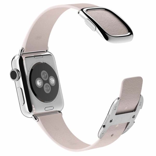 Apple Leather Band Modern Buckle für das  Apple Watch Series 1 t/m 9 / SE (38/40/41 mm) | Series 10 / 11 (42 mm) - Größe S - Blush