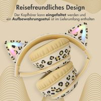 imoshion Special Edition - Kabellose Kinderkopfhörer mit Leopardenmuster LED Light Cat Ear - Dezibelbegrenzer - Mit AUX-kabel - Leopard