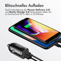 Accezz Autoladegerät | Schnellladegerät mit 2 Ports - USB-A 30 Watt + USB-C 65 Watt - Schwarz