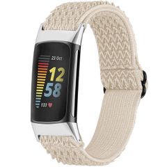 imoshion Elastische Nylonarmband für das Fitbit Charge 5 - Beige