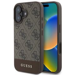 Guess Bottom Stripe 4G Back Cover für das iPhone 16 - Braun