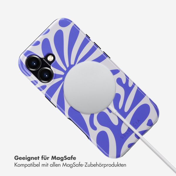 Selencia Vivid Tough Back Cover MagSafe für das iPhone 16 - Modern Bloom Sapphire Blue