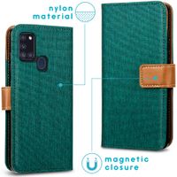 imoshion Luxuriöse Canvas-Klapphülle Samsung Galaxy A21s - Grün