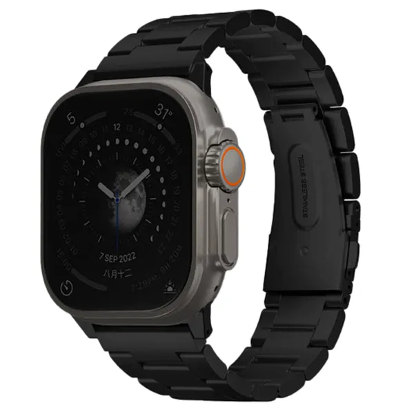 Uniq Osta Stahlarmband mit Selbstjustierenden Gliedern für die Apple Watch Series 1 bis 10 / SE / Ultra (2) (44/45/46/49 mm) - Midnight Black